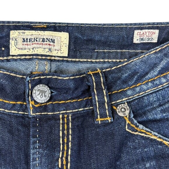 Mek Denim Jeans Womens Sz 26/32 Clayton Slim Boot Low-Rise Embroidered Flap - Picture 10 of 16